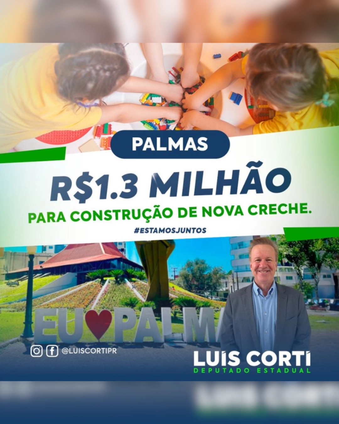 Deputado estadual, Luiz Corti anunciou novo CMEI para Palmas