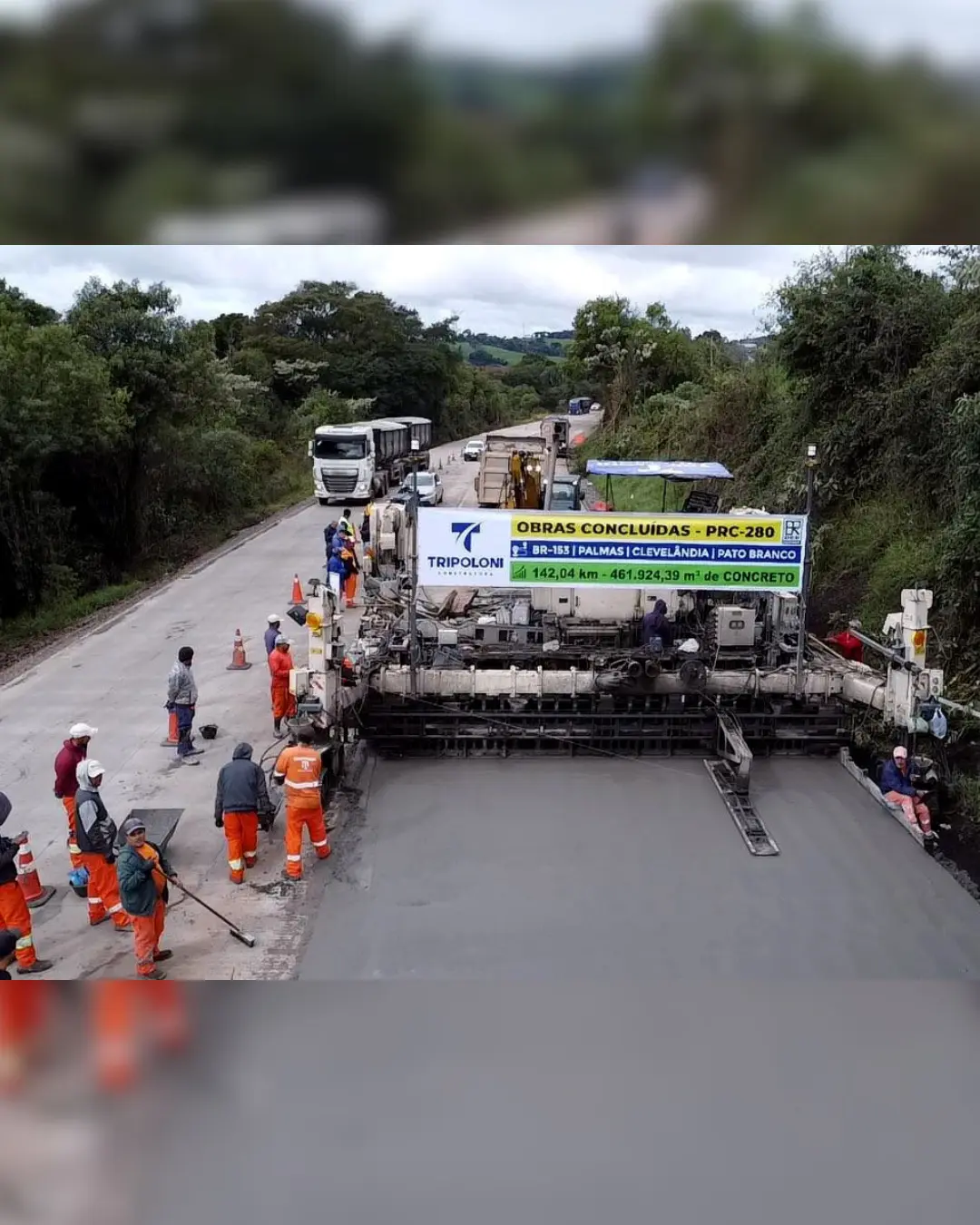 DER/PR finaliza concretagem da PRC-280 entre Clevelândia e Pato Branco