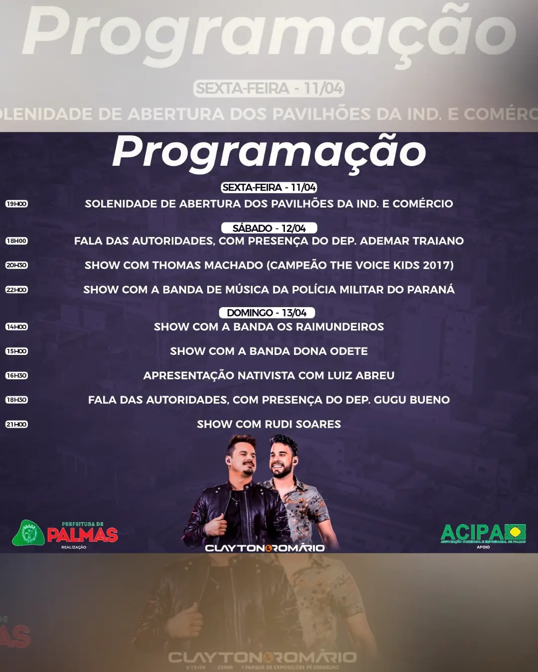 Programação do aniversário do município para esse final de semana