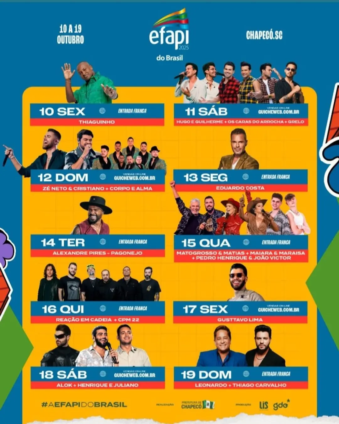 EFAPI apresenta Alok, Gustavo Lima, Henrique & Juliano e muito mais