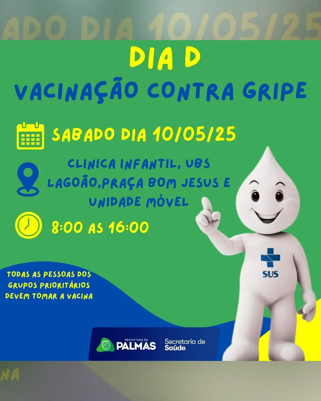 Secretaria da Saúde de Palmas promove Dia D de Vacinação contra a Gripe