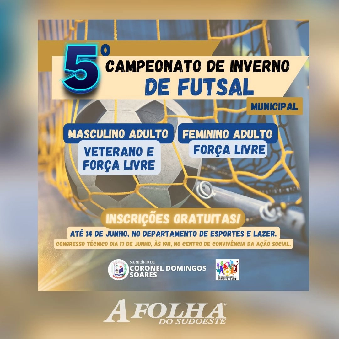 Inscrições abertas para o  5º Campeonato de Inverno de Futsal de CDS