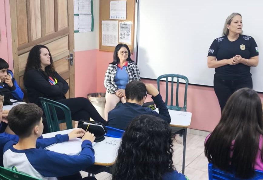 PCPR realiza palestra sobre violência doméstica, bullying e outros temas em escola de São Jorge d’Oeste