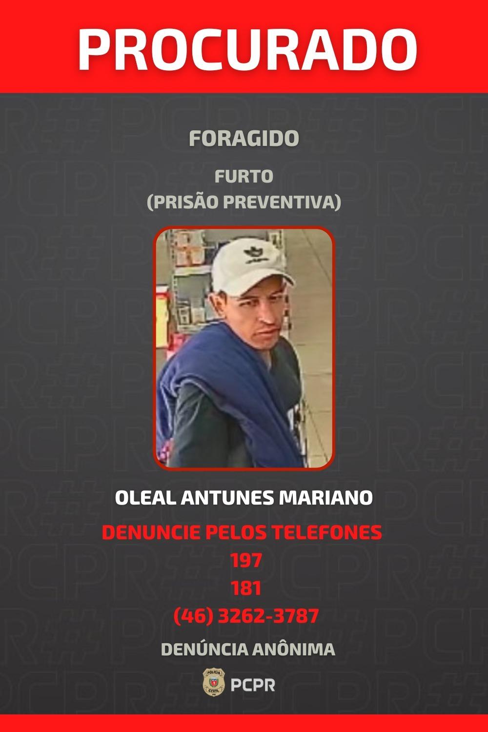 Polícia procura foragido por furto