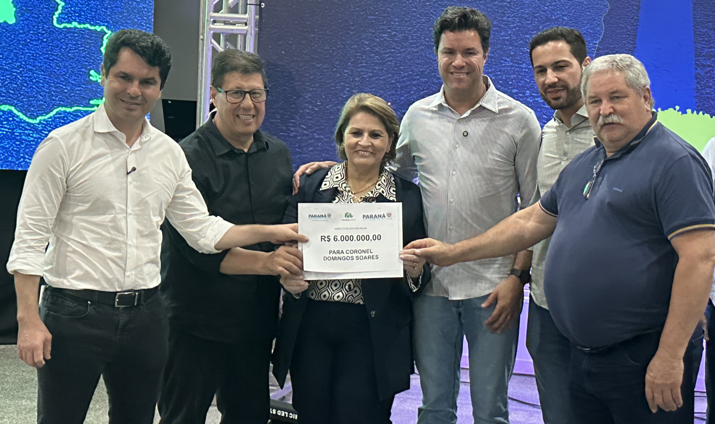 Presidente da Assembleia Legislativa do Paraná, Alexandre Curi, Dep Estadual Adão Litro, Prefeita Dona Maria, Guto Silva, Paulo Litro e Mauro Correa
