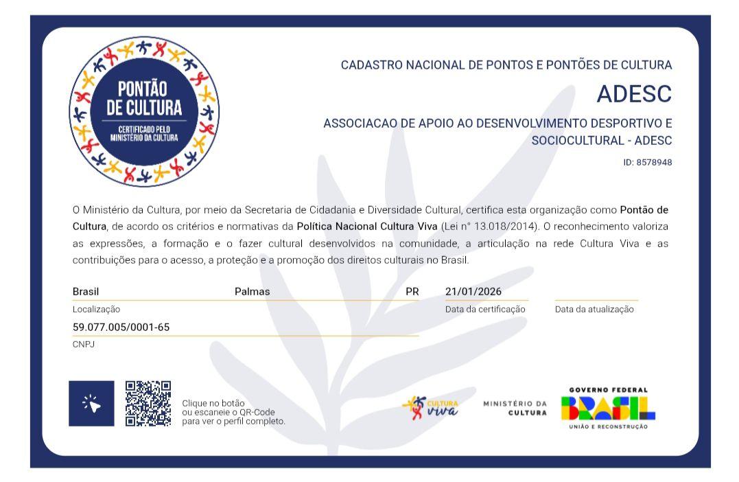 Certificação através do Ministério da Cultura