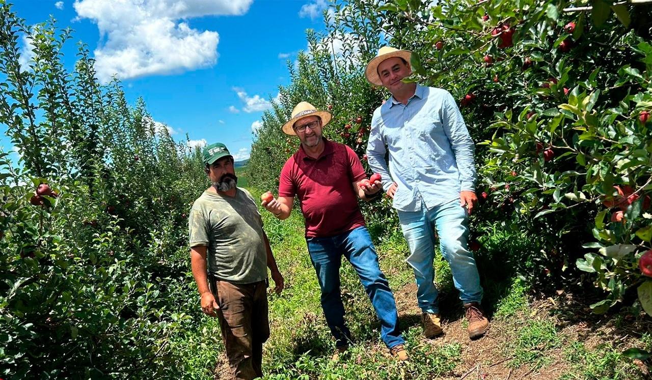 Vice-prefeito Edson Kemes visita pomar no Assentamento São Lourenço