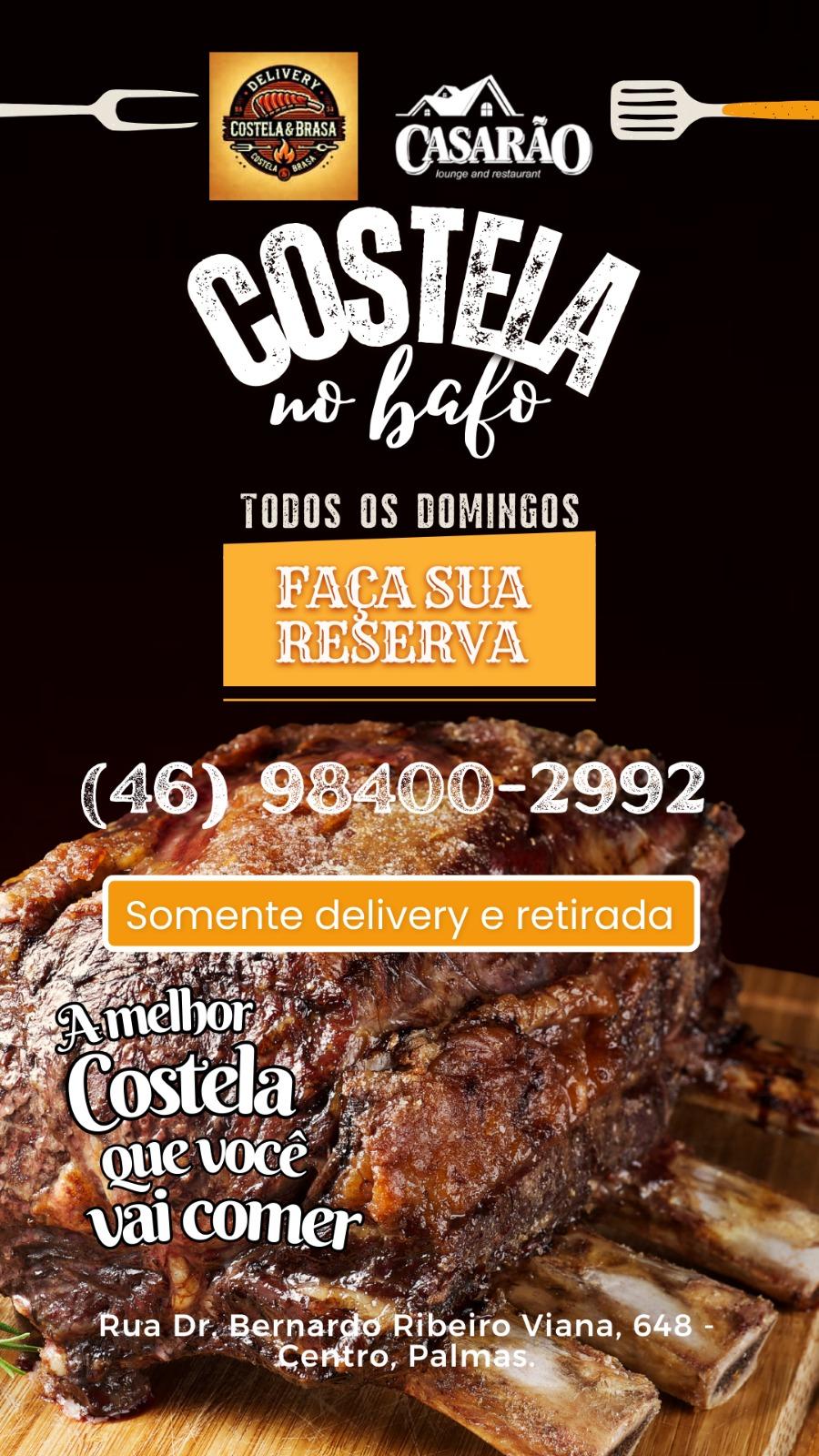 Não perca todo o domingo a melhor costela de Palmas.