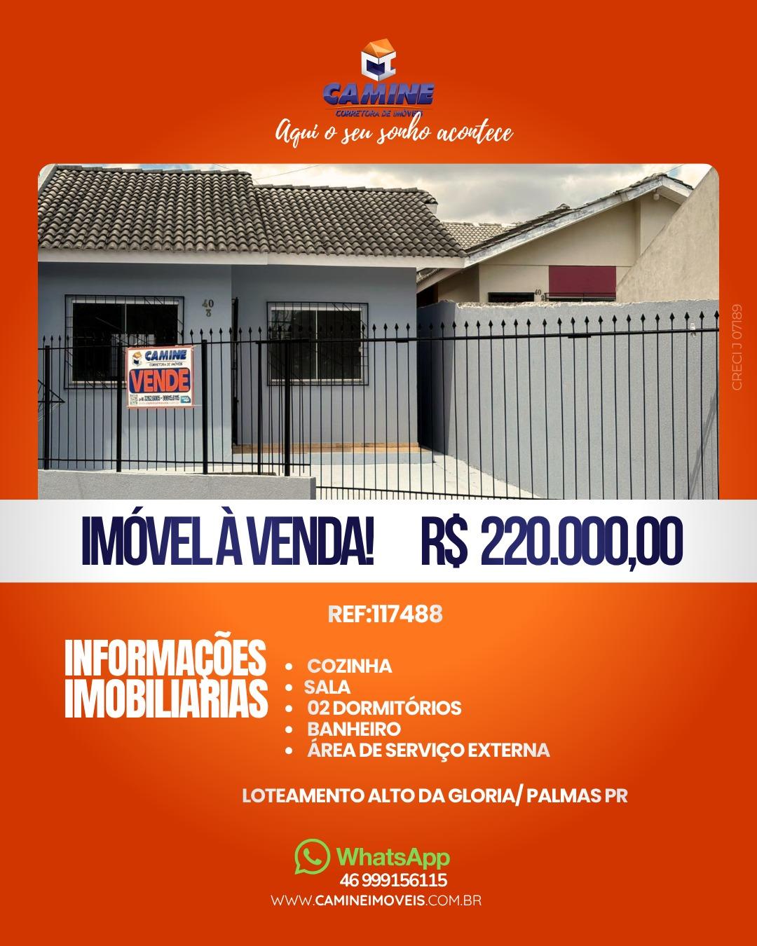 🏡 CASA À VENDA NO BAIRRO ALTO DA GLÓRIA – PALMAS/PR ✨