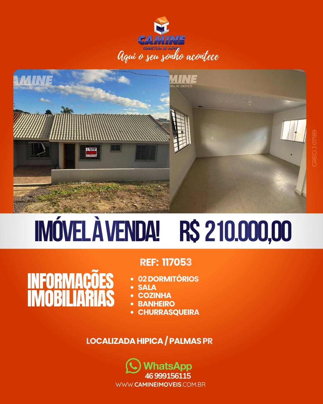 CASA À VENDA NO BAIRRO HÍPICA – PALMAS/PR