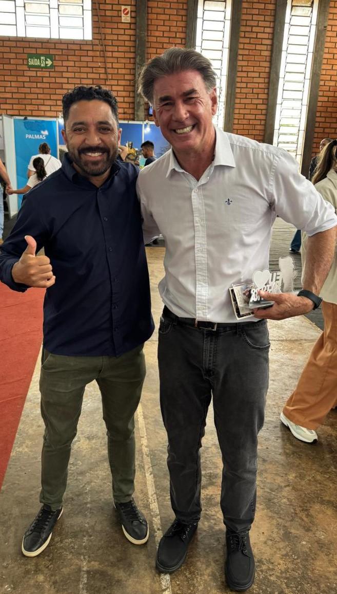 Diretor do departamento de Turismo de Palmas, Silvio Santos e o Assessor Especial do Governador Ratinho Jr,  Leonaldo Paranhos