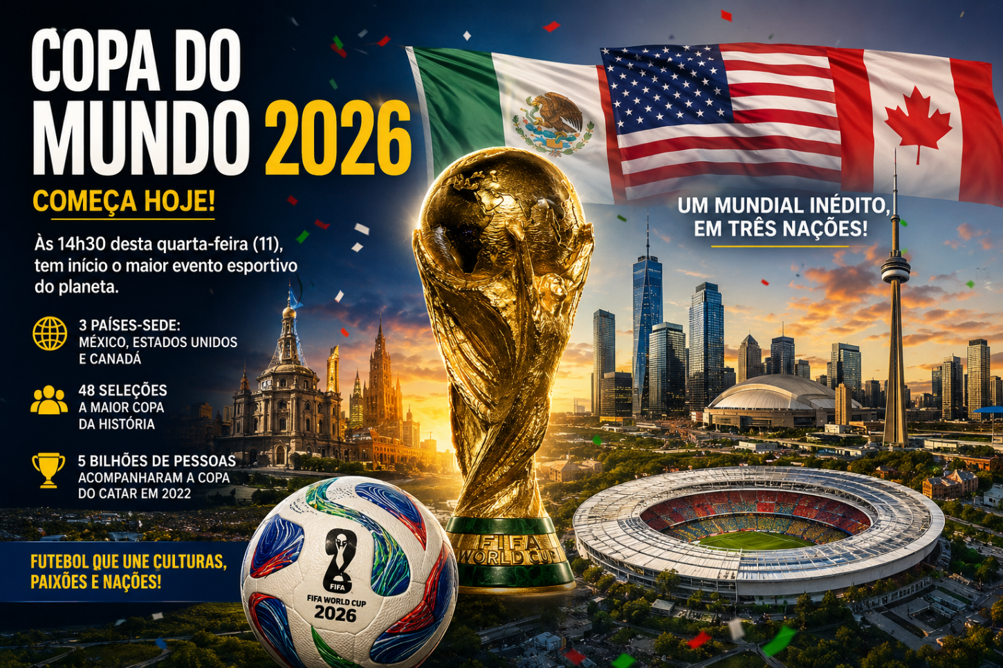 Copa do Mundo 2026 começa com expectativa de recordes e integração entre nações