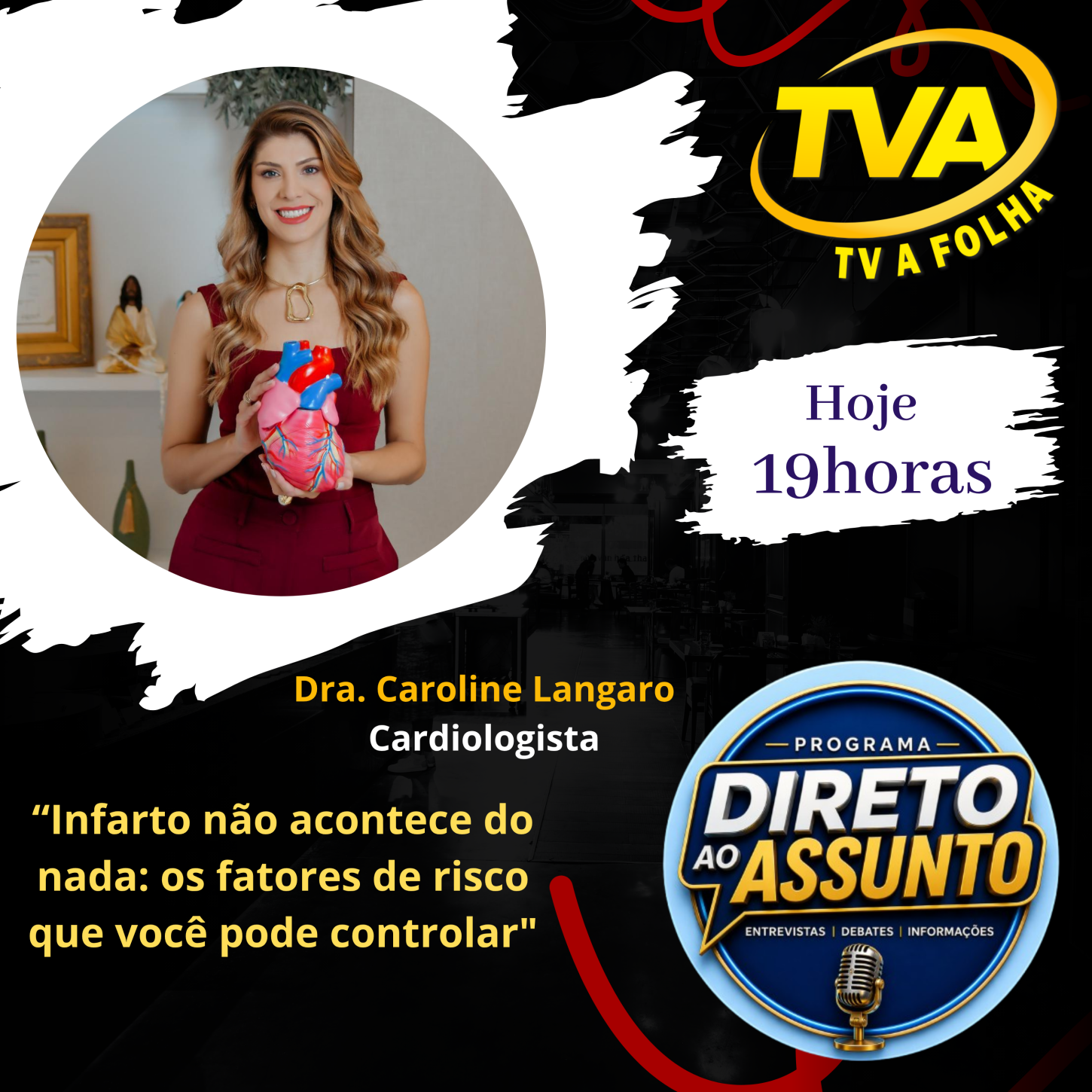 HOJE ÀS 19H! AO VIVO NA TV A FOLHA