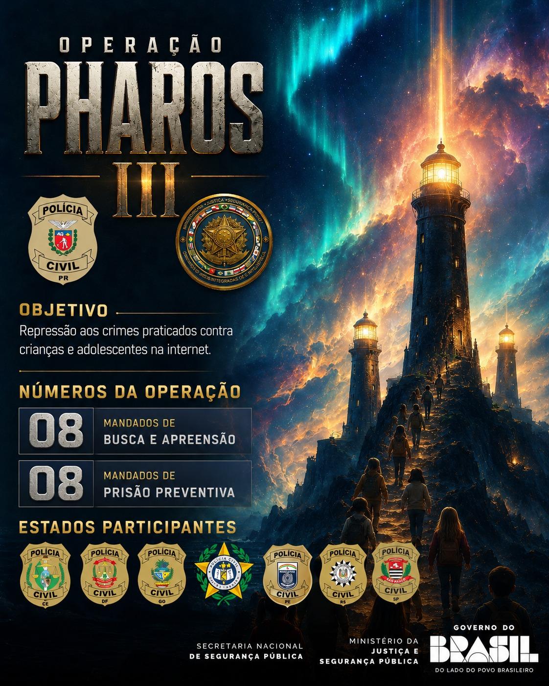 POLÍCIA CIVIL DO PARANÁ DEFLAGRA A OPERAÇÃO PHAROS III EM OITO ESTADOS