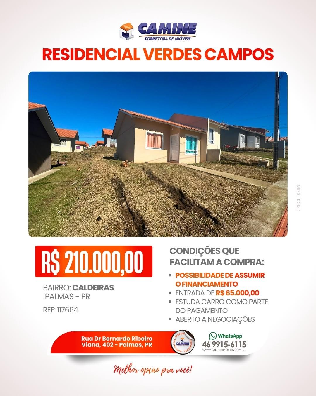 CASA À VENDA | RESIDENCIAL VERDES CAMPOS | PALMAS/PR