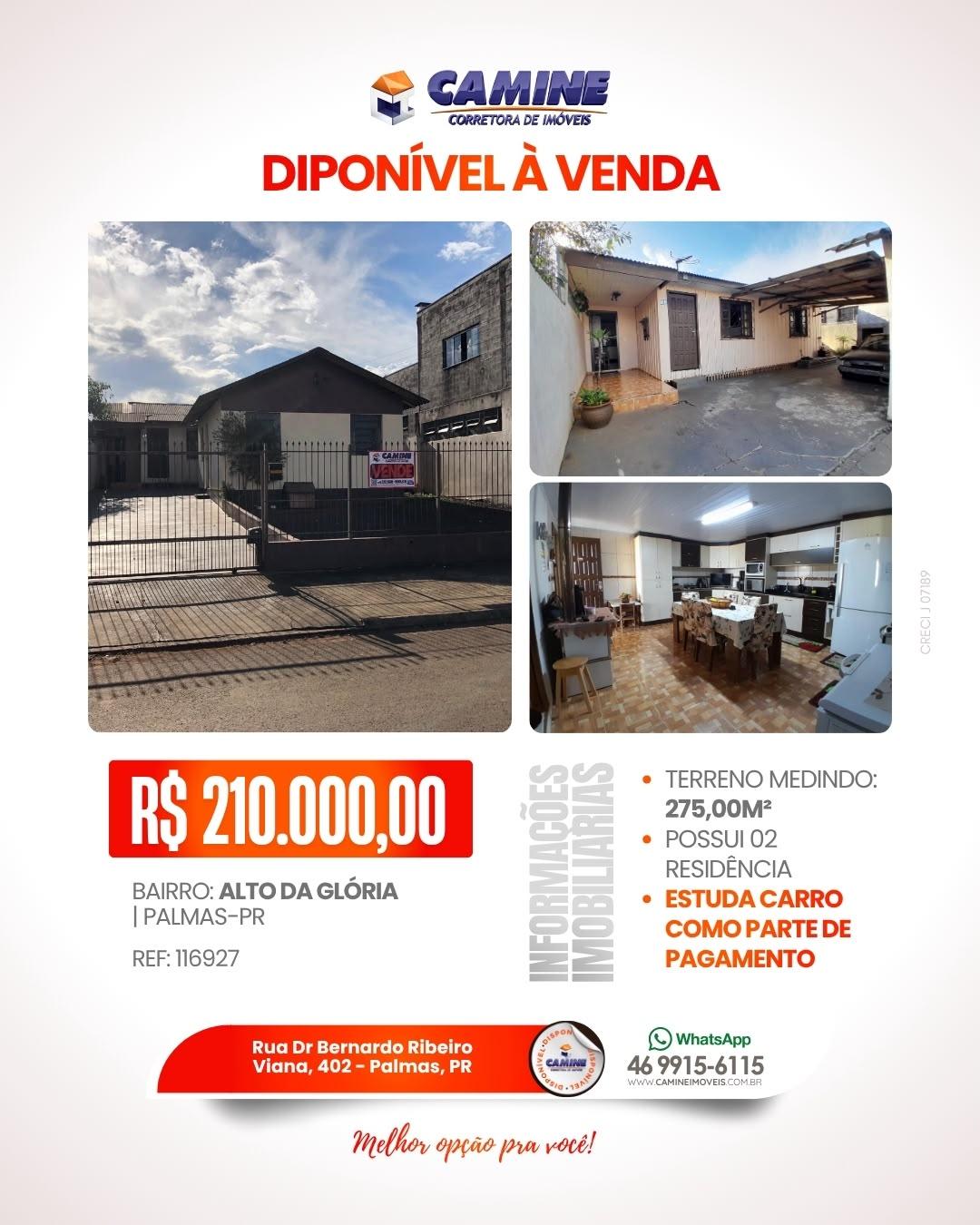🏡 Imóvel 1 – Bairro Alto da Glória | R$ 210.000,00