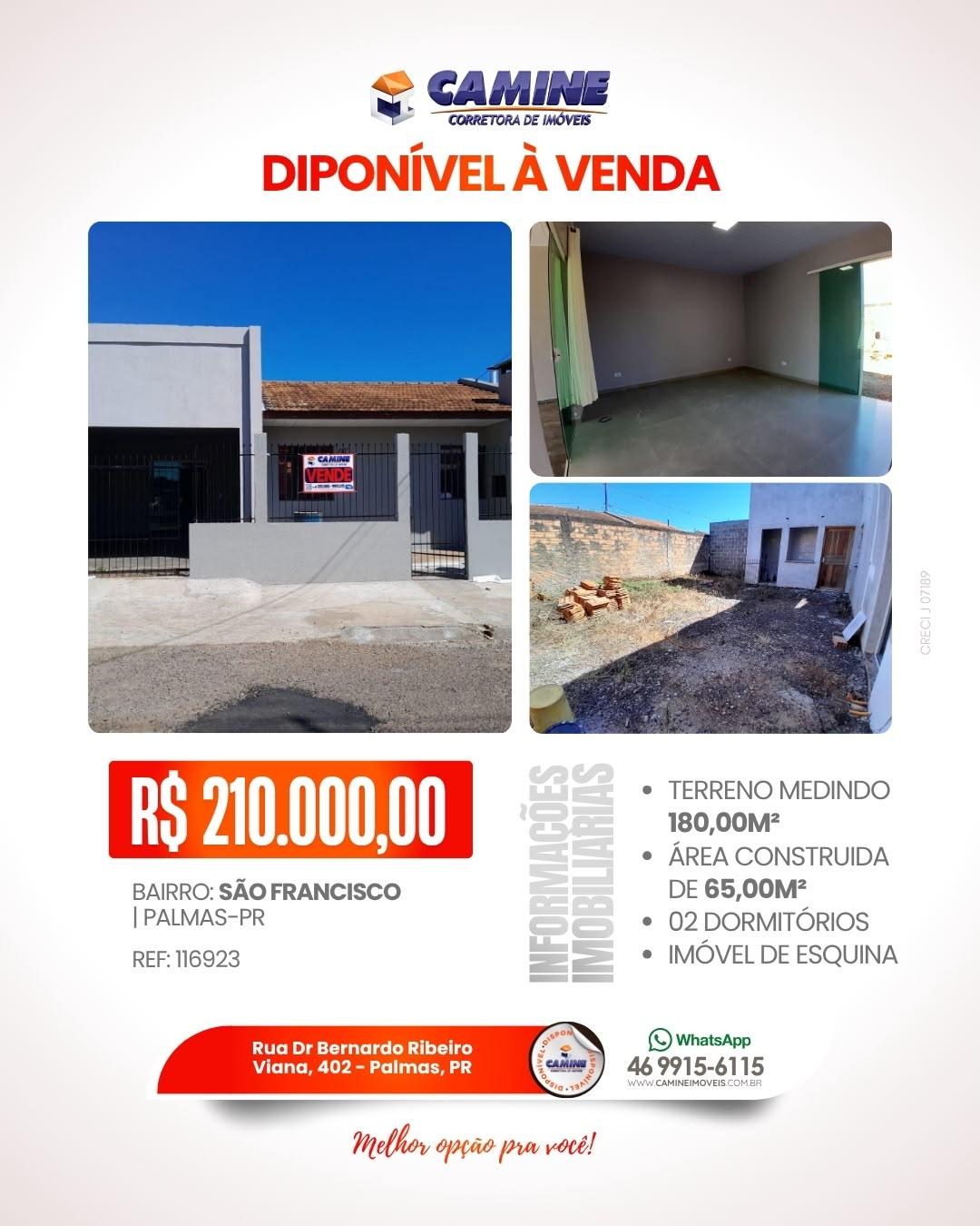 🏡 Imóvel 3 – Bairro São Francisco | R$ 210.000,00