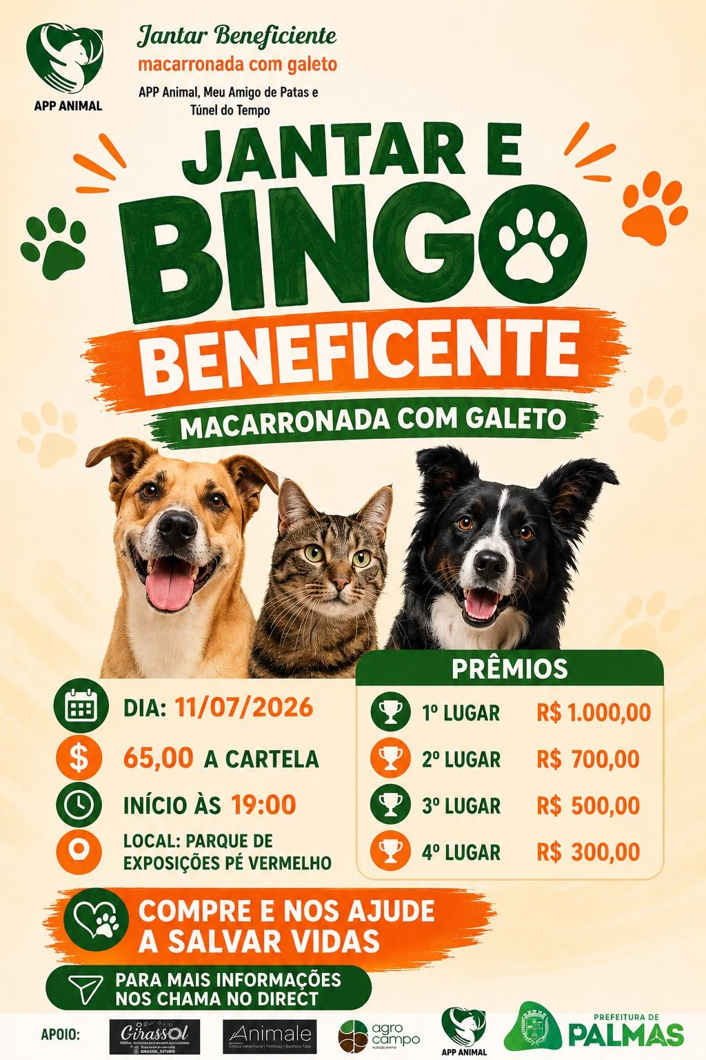 JANTAR E BINGO BENEFICENTE!