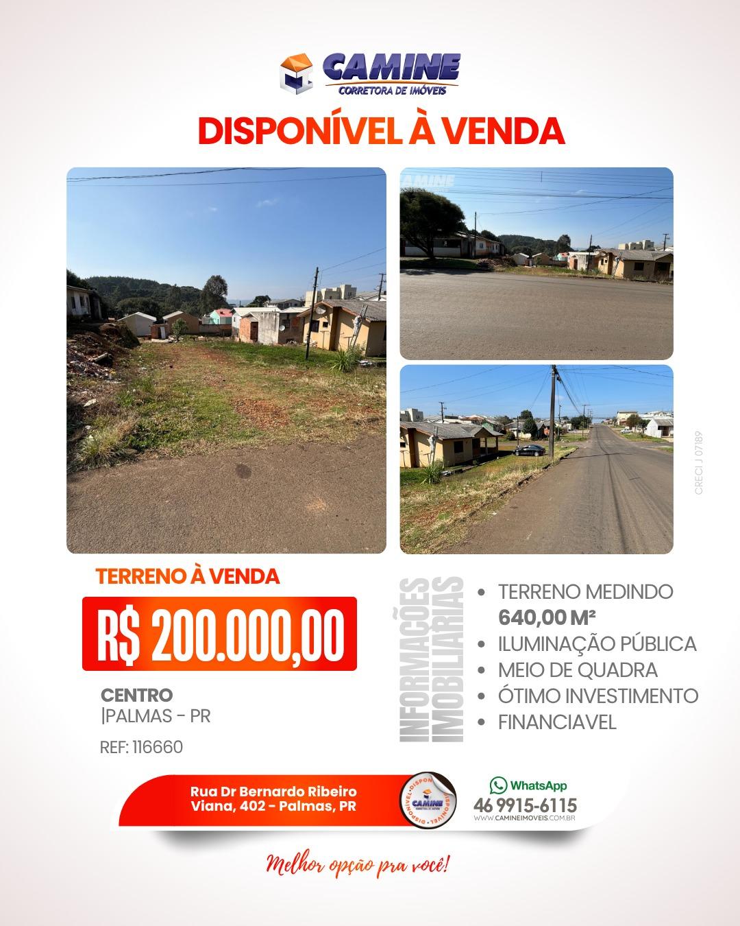 📍 Terreno à venda no Centro de Palmas/PR