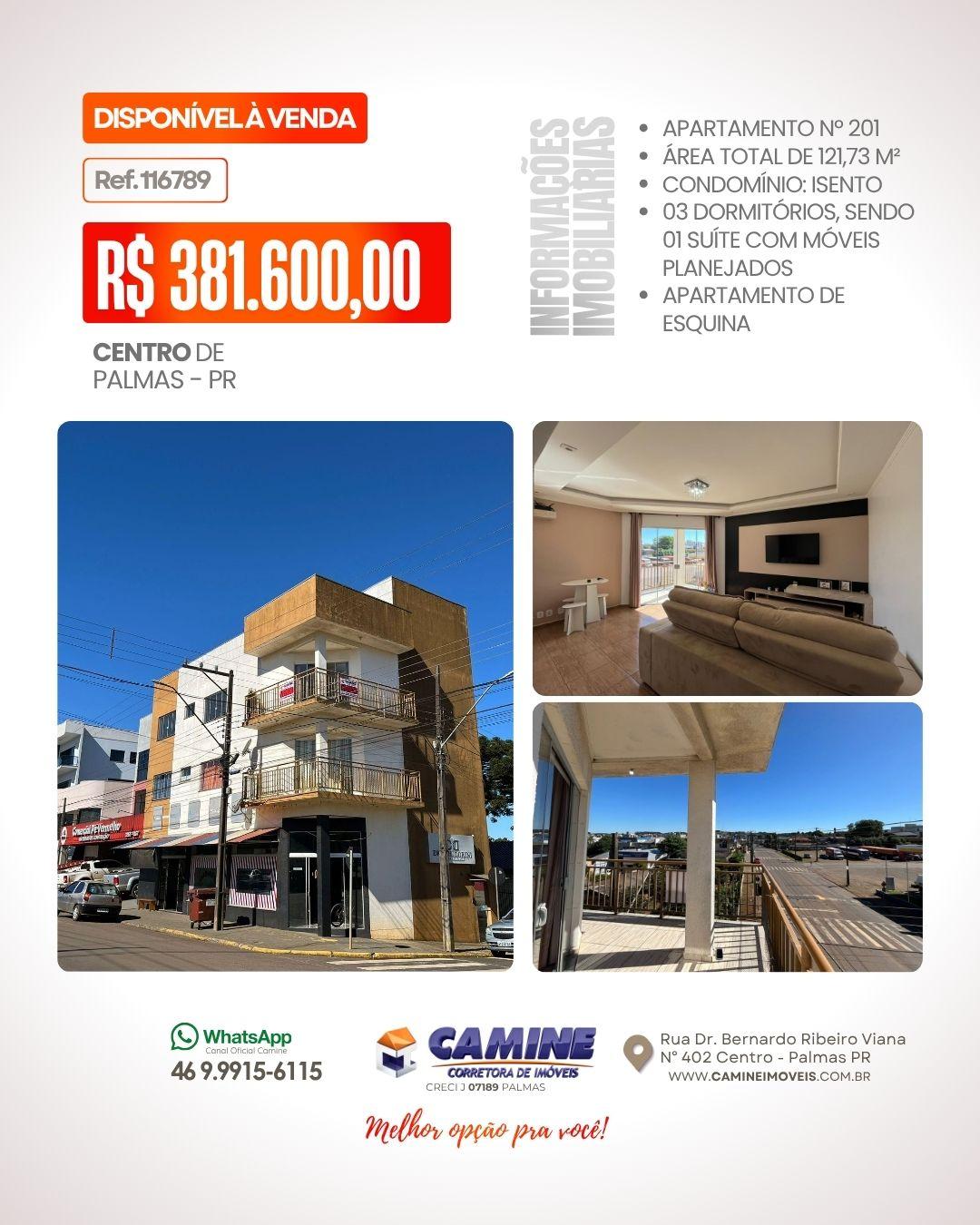 🏡 *APARTAMENTO SEMI MOBILIADO À VENDA NO CENTRO DE PALMAS-PR!*