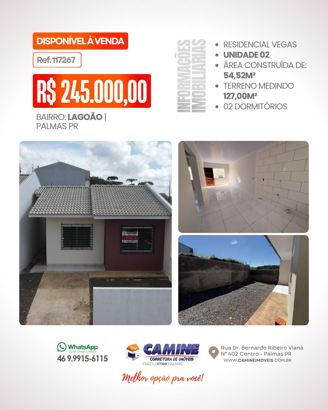 🏡 CASA À VENDA NO BAIRRO LAGOÃO – PALMAS/PR