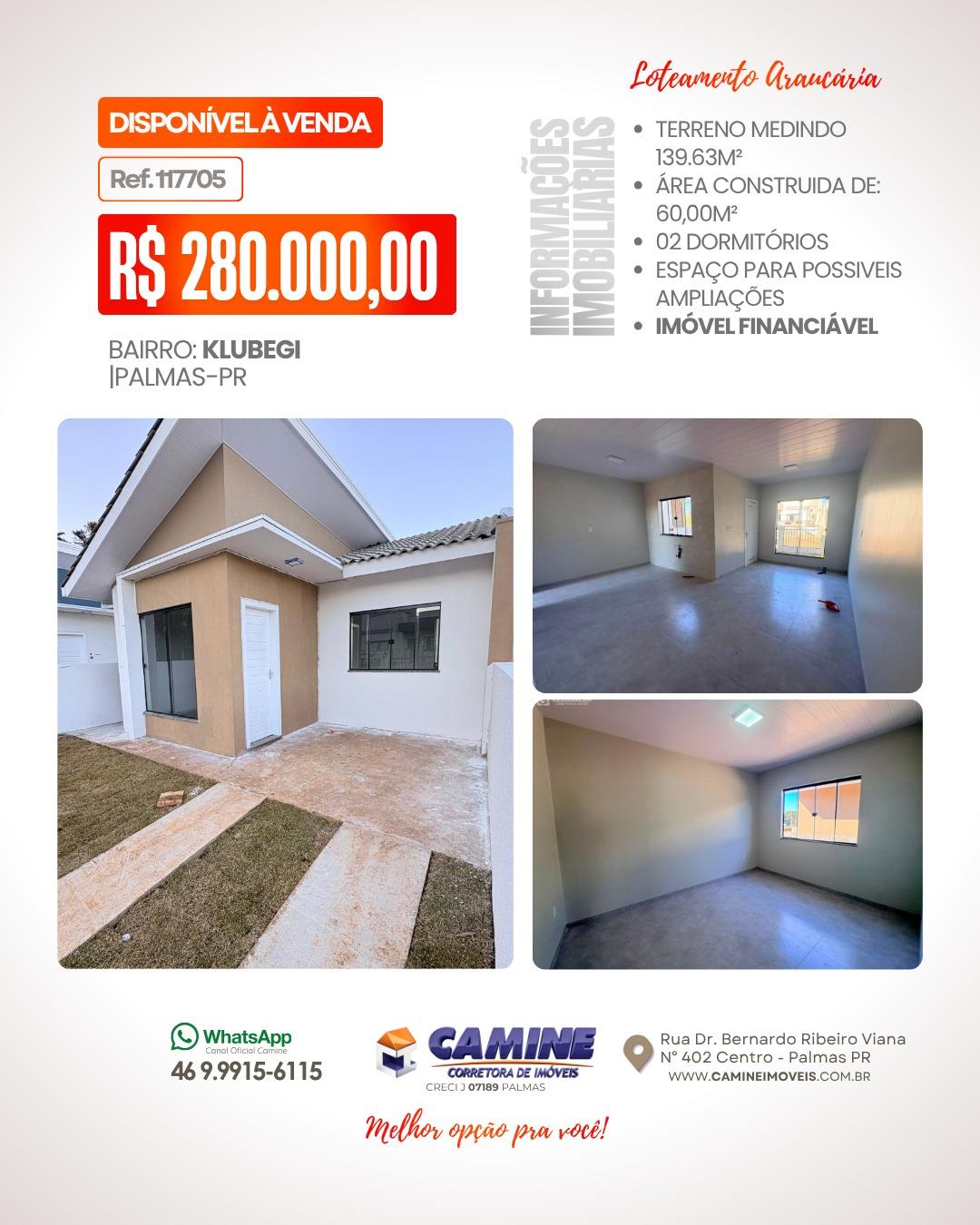 🏡 CASA À VENDA NO LOTEAMENTO ARAUCÁRIA – PALMAS/PR