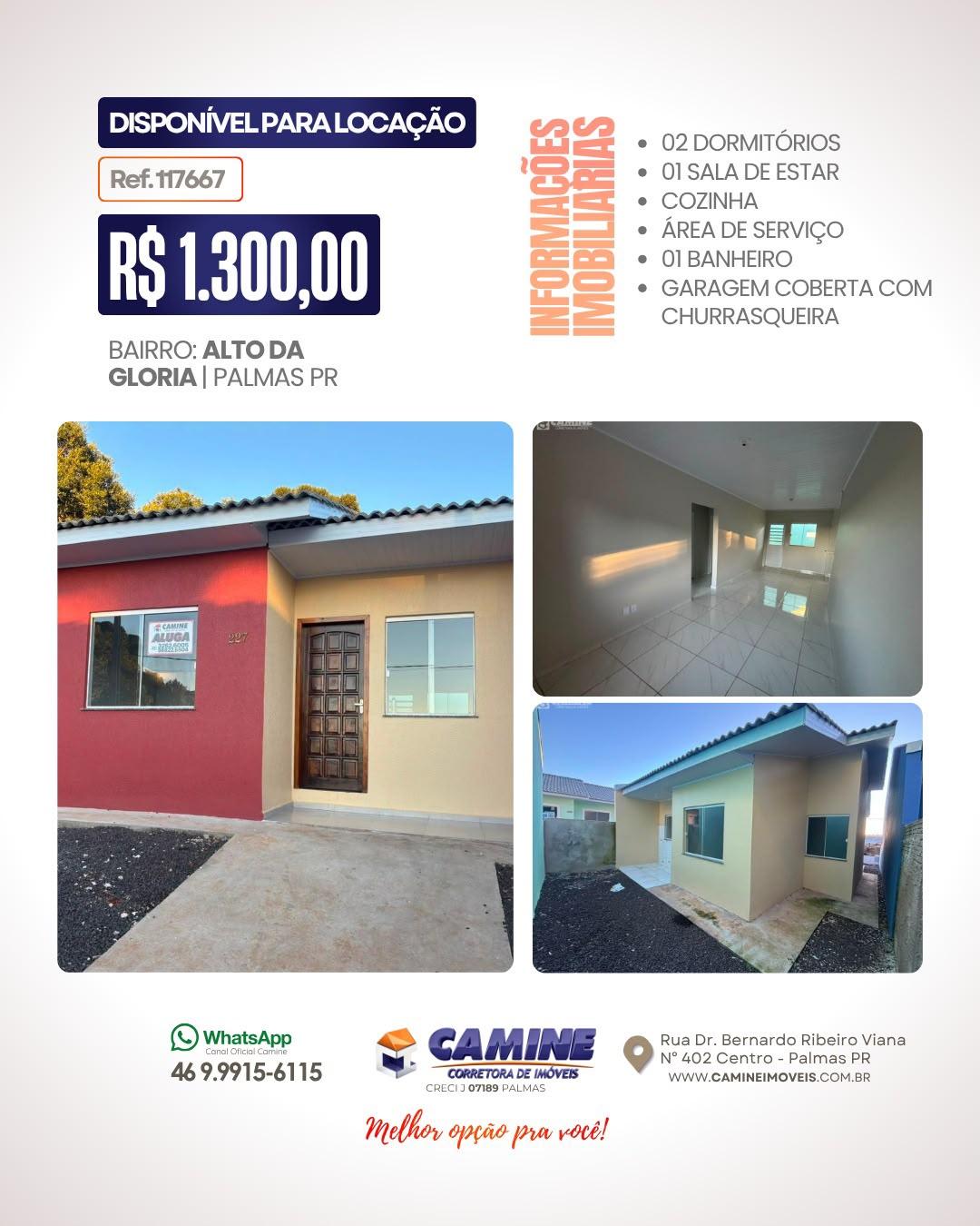 🏠 CASA DISPONÍVEL PARA LOCAÇÃO EM PALMAS – PR