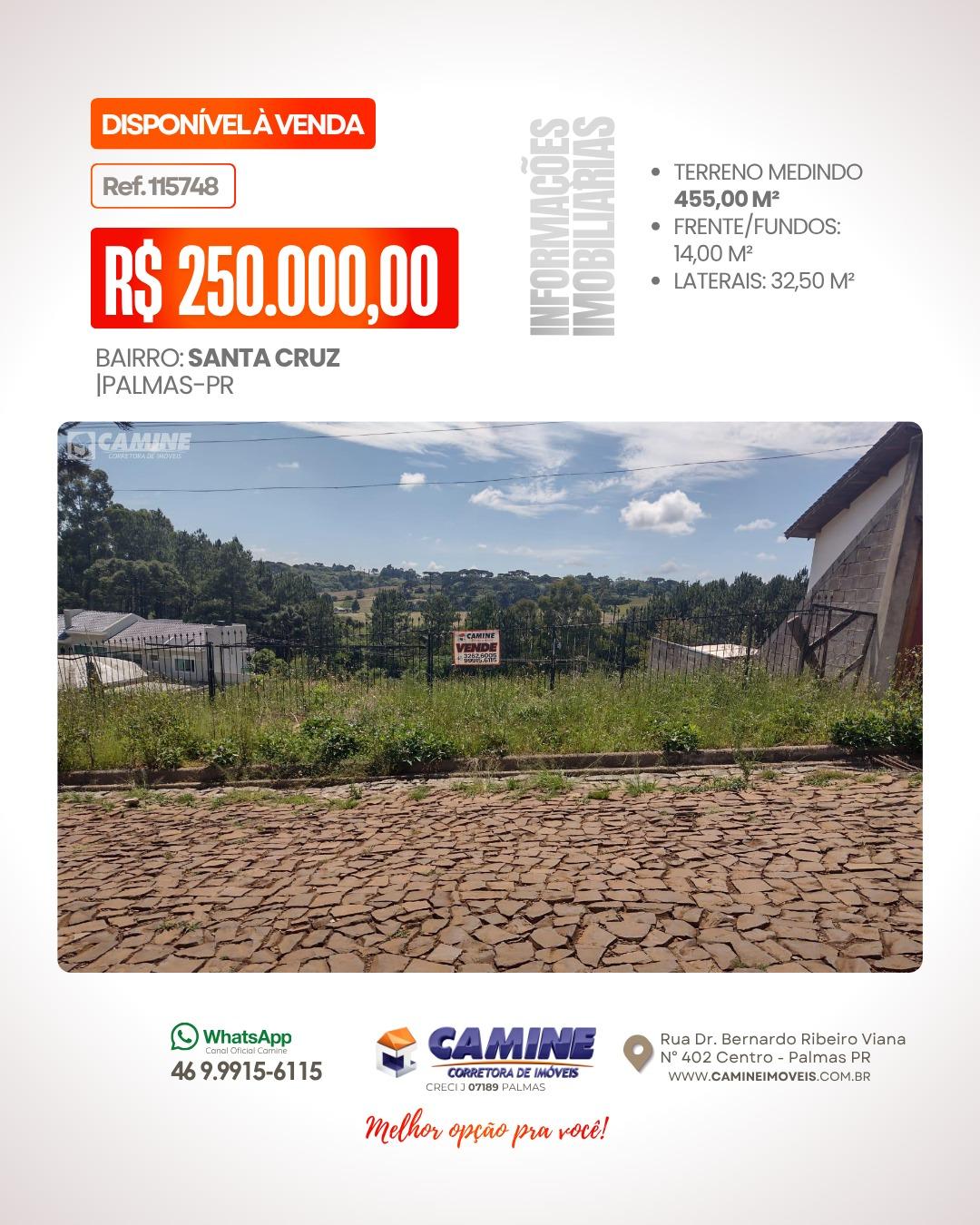 🌳 TERRENO À VENDA NO BAIRRO SANTA CRUZ – PALMAS/PR