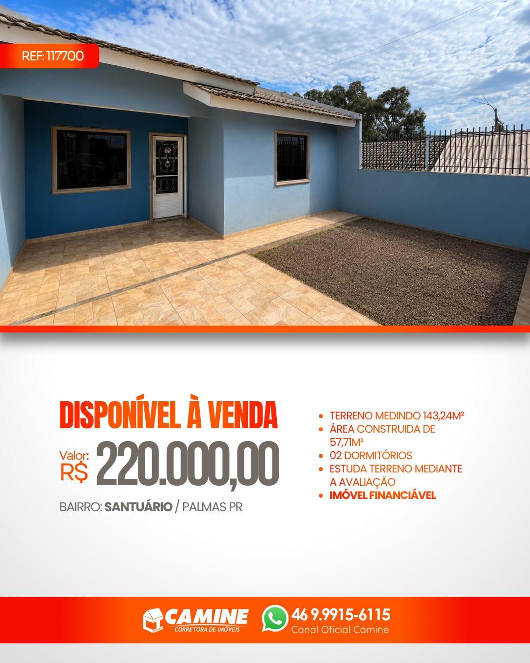🏡 CASA À VENDA NO LOTEAMENTO PARQUE DO CEDRO – PALMAS/PR