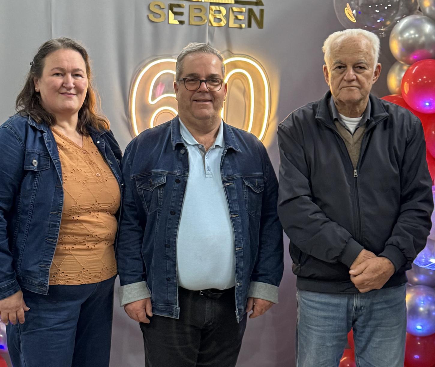Paulo Sebben ladeado por sua esposa Alda Benedetti Sebben e seu pai Nestor Sebben