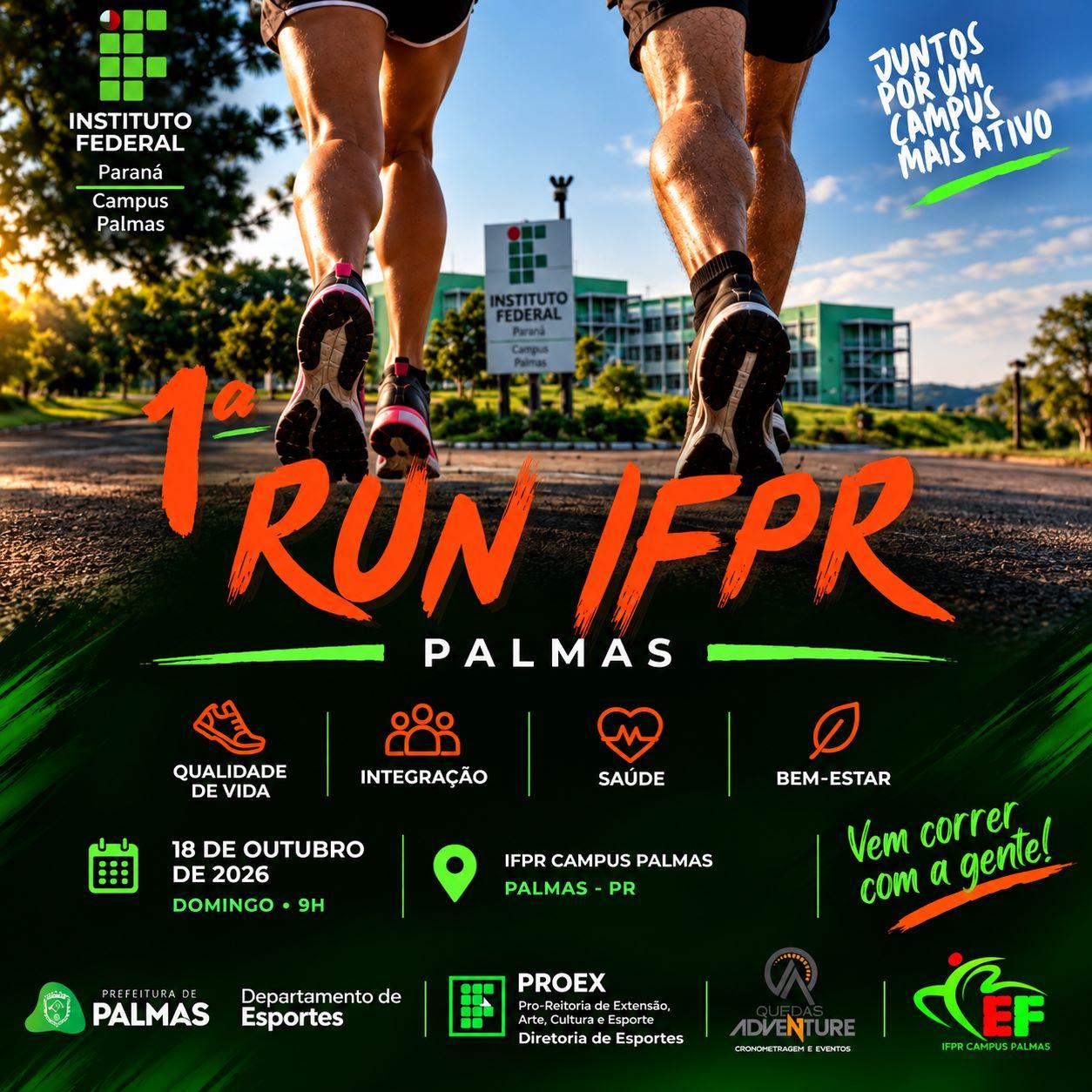 Inscrições para a 1ª Run IFPR Palmas encerram nesta quinta-feira (15) Publicado em 13 outubro, 2026