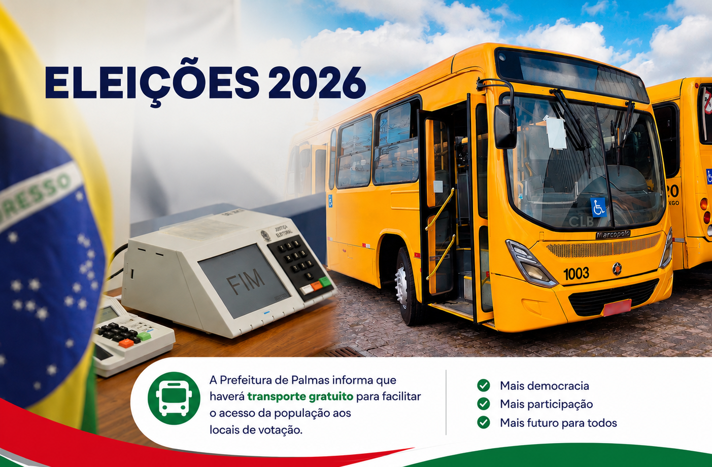 Prefeitura de Palmas disponibilizará transporte gratuito no domingo (25) dia de eleições 