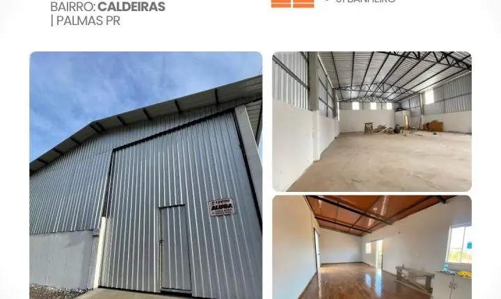 🏢 *BARRACÃO NOVO PARA LOCAÇÃO EM PALMAS-PR!*