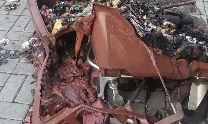 Câmera de segurança flagra mulher ateando fogo em resíduos que estavam no contêiner, confira o vídeo 