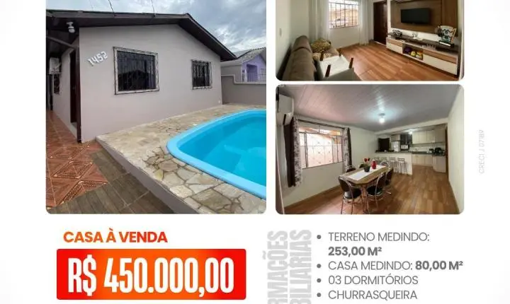 🏡 Casa à venda no Bairro Cascatinha, em Palmas-PR!