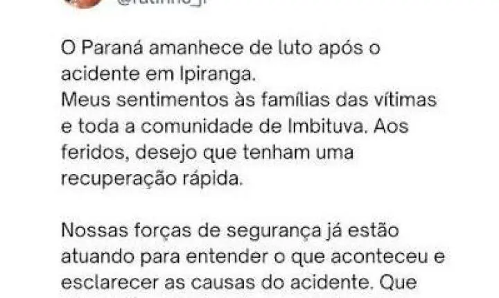 Governo do Paraná decreta luto oficial após grave acidente na BR-37