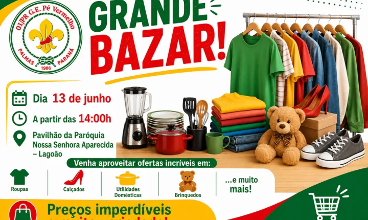 📢 GRANDE BAZAR DO GRUPO ESCOTEIRO PÉ VERMELHO! 🛍️🎉