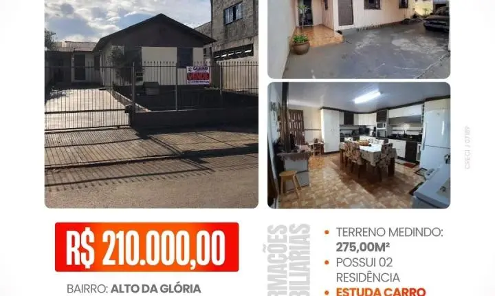 🏡 Imóvel 1 – Bairro Alto da Glória | R$ 210.000,00