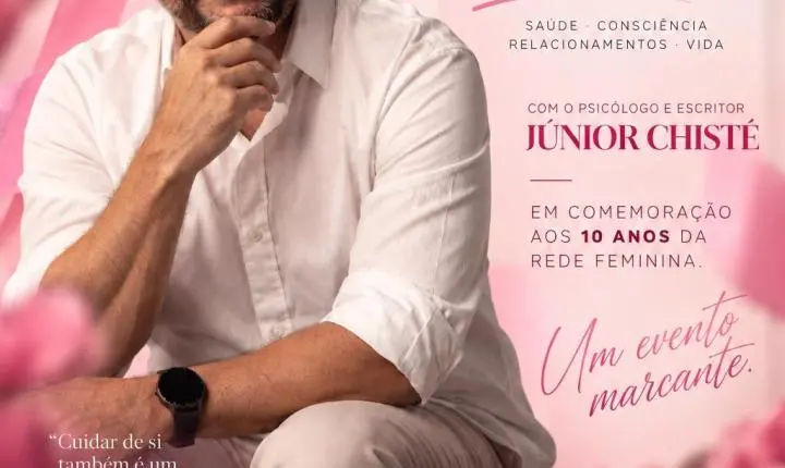 Palmas terá palestra com psicólogo e escritor Júnior Chisté em comemoração aos 10 anos da Rede Feminina de Combate ao Câncer