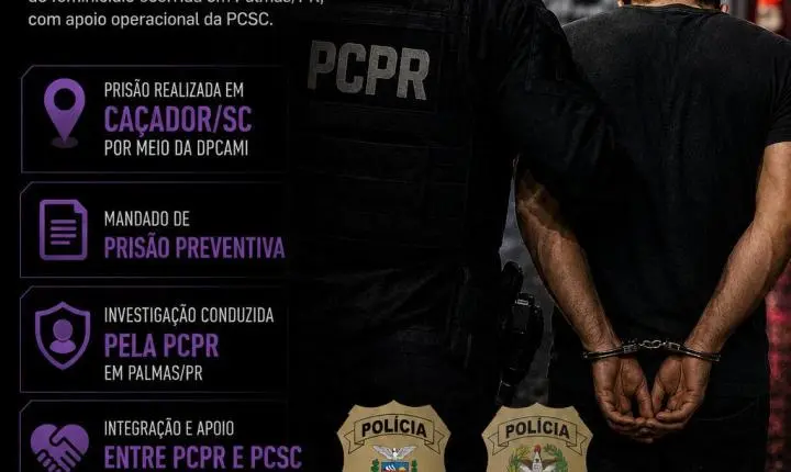 PCPR PRENDE INVESTIGADO POR TENTATIVA DE FEMINICÍDIO OCORRIDA EM PALMAS EM AÇÃO COM APOIO OPERACIONAL DA PCSC