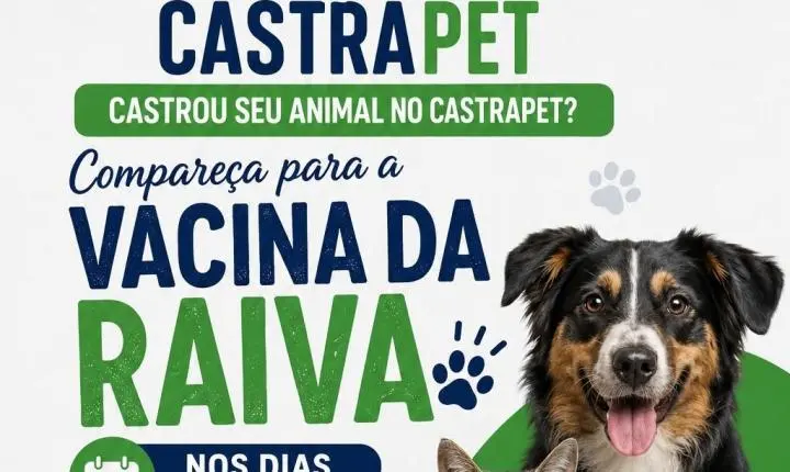 Vacinação antirrábica será realizada nos dias 29 e 30 de julho para animais castrados pelo programa Castrapet Paraná em Palmas